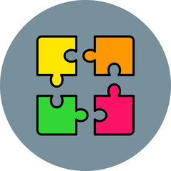 Puzzle Multicolor Circle Filled Line Icon