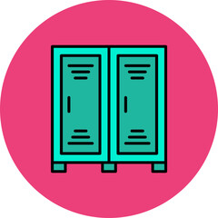 Locker Multicolor Circle Filled Line Icon