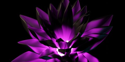 Glowing bloom of flower with abstract and beautiful petals in darkness