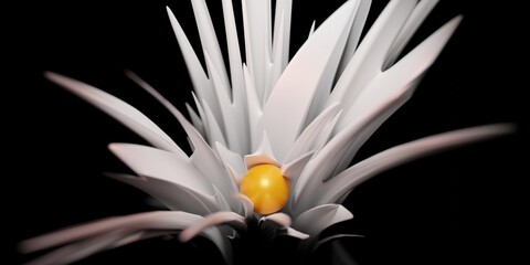 White flower blossom with abstract and beautiful petals in darkness