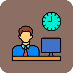 Working Hours Multicolor Round Corner Filled Line Icon