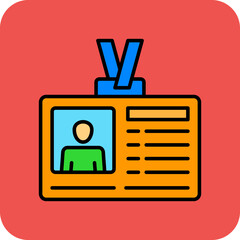 Id Card Multicolor Round Corner Filled Line Icon