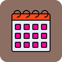 Calendar Multicolor Round Corner Filled Line Icon