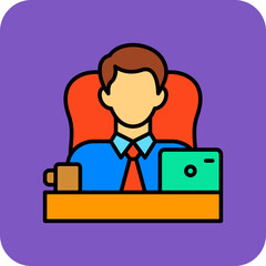 Boss Multicolor Round Corner Filled Line Icon