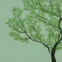 Illustration of tree with leaves, contemporary style, Generative AI