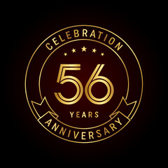 56th anniversary logo design in emblem style. Logo Vector Template