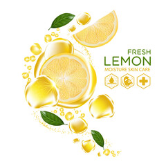 lemon fruit Serum Moisture Skin Care Cosmetic.