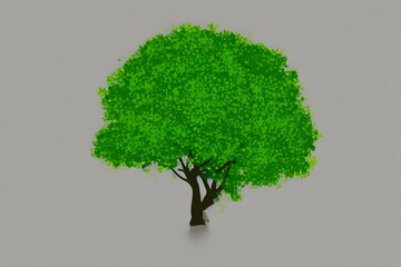 Illustration of tree with leaves, minimalist style, Generative AI