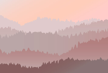 Misty mountain landscape nature scenery with gradient colors