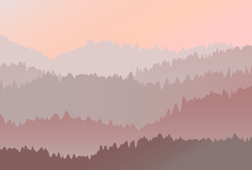Misty mountain landscape nature scenery with gradient colors vector