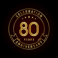 80th anniversary logo design in emblem style. Logo Vector Template