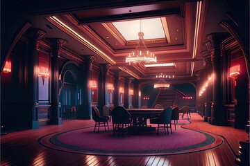 Empty casino interior. Generative AI