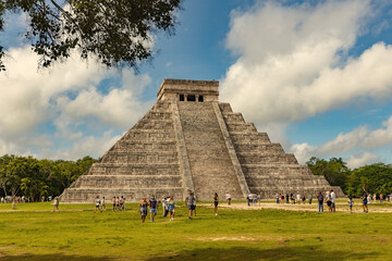 Pyramid Chichenitza ruins ancient pre-colombian city in Yucatan, Mexico