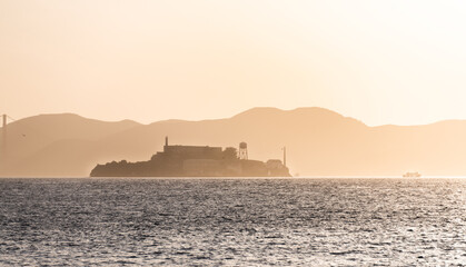 Alcatraz Island at sunset (close-up shot)