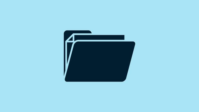 Blue Document folder icon isolated on blue background. Accounting binder symbol. Bookkeeping management. 4K Video motion graphic animation