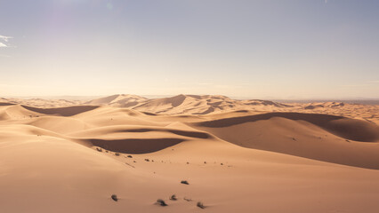 Fototapeta na wymiar desert sand dunes in Sahara, Morocco