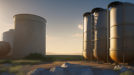 Obraz premium hydrogen tank, gas, gasoline, oil, bio-sustainable in the environment, Generative AI