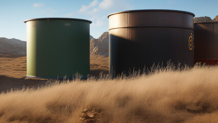 Obraz premium hydrogen tank, gas, gasoline, oil, bio-sustainable in the environment, Generative AI