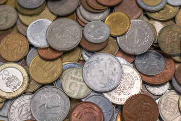 coins from all over the world. background