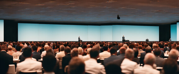Business and Entrepreneurship Symposium. Speaker giving a talk at a business meeting. Audience in the conference room.Conference taking place in a large conference room