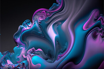 Obraz na płótnie Canvas Liquid abstract background Gray Blue Magenta Violet. Fractal background. Generative ai