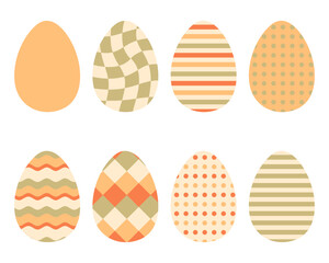 Vintage style abstract Easter eggs сlipart collection. Perfect for stickers, cards, print. Isolated vector illustration for decor and design.
