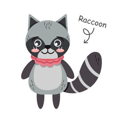 Raccoon cartoon characters with clothes . Vector .