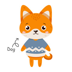 Dog cartoon characters with clothes . Vector .