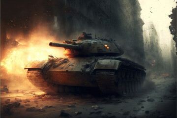 Tank in the war. Generative ai	
