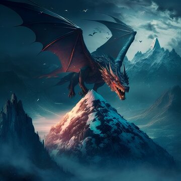 dragon fly in the mountain illustration design art