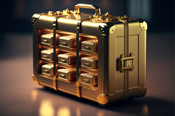 Suitcase full of gold bars, Generative ai