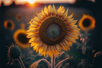 Sunflower field summer, Generative ai