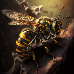 Portrait close up of a bee, Generative ai
