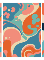 Set of backgrounds psychedelic style, stains, flowers, waves