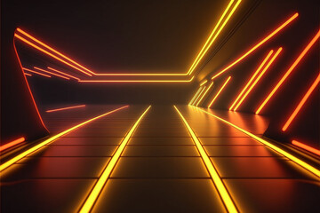 
Background yellow and red neon light moving left to right high speed,wallpaper, Generative ai