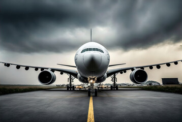Naklejka premium Plane taxiing on the runway. Made with Generative AI. 