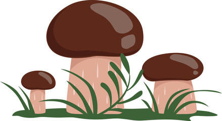 Yellow boletus growing. Cartoon forest nature element