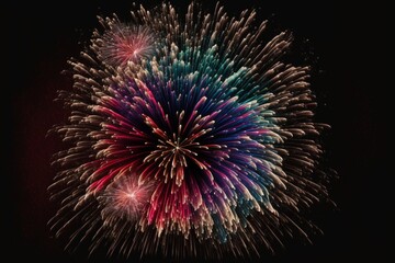 fireworks on a black background fireworks overlay. Generative Ai