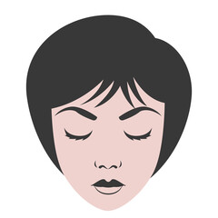 Girl faces flat illustrations. PNG with transparent background.