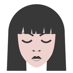 Girl faces flat illustrations. PNG with transparent background.