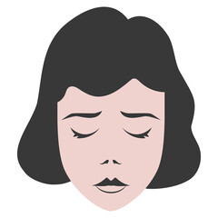 Girl faces flat illustrations. PNG with transparent background.
