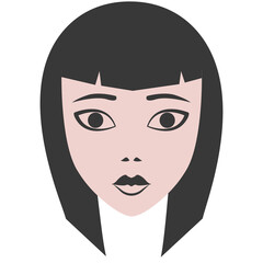 Girl faces flat illustrations. PNG with transparent background.