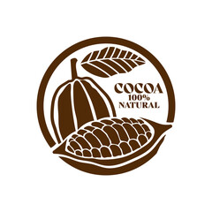  cacao beans with green leaves vector illustration