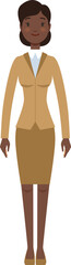 Black female character front view. Cartoon woman