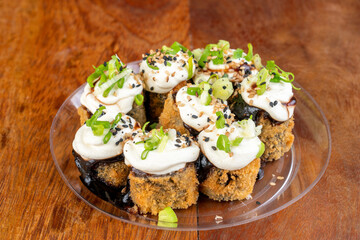 sushi rolls with cucumber and wasabi