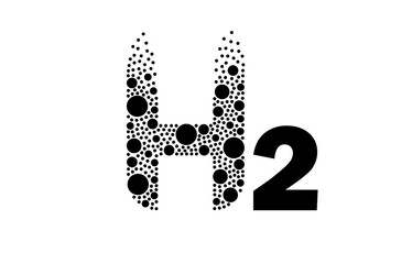 Hydrogen H2 black bubble logo design isolated on white background. Hydrogen icon vector illustration.