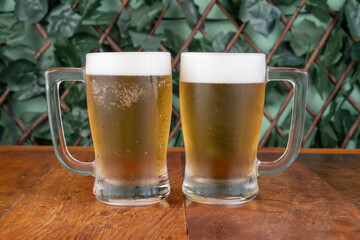 glass of beer on table