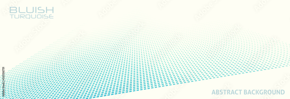 Poster bluish turquoise dotted inclined plane on ivory color background. wide vector pattern