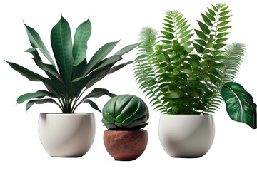Fototapeta premium House plants in pots isolated on white background. Generative AI