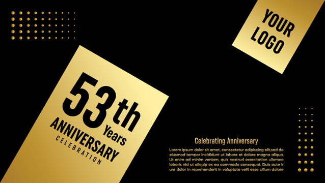 53th Anniversary. Golden anniversary template design. Logo Vector Template